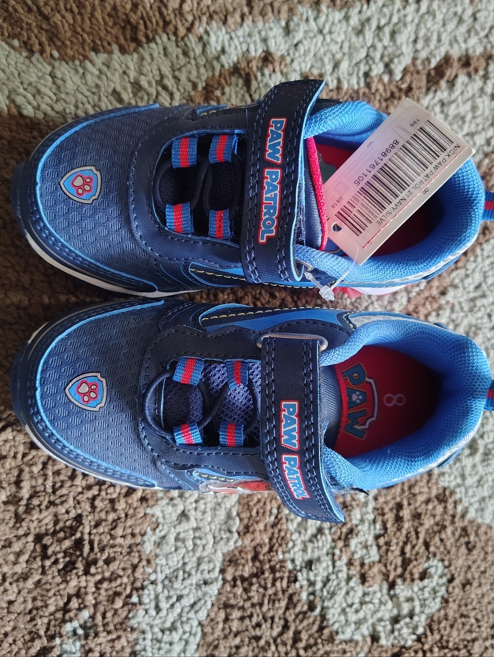 Paw Patrol Navy and Red Boys' Velcro Sneakers Size 8